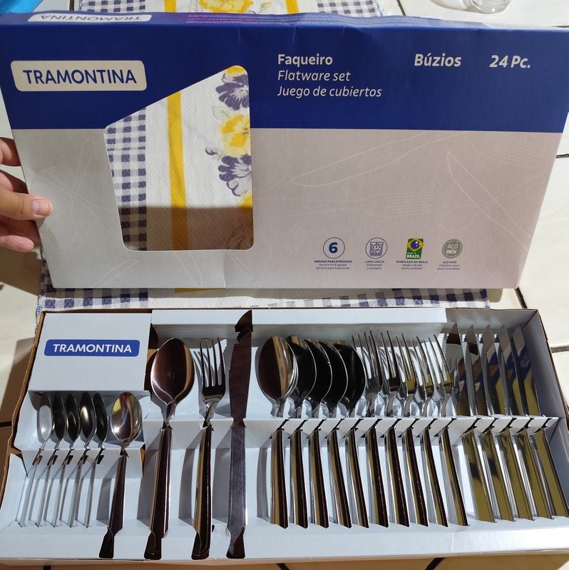 Jogo De Talheres Tramontina Búzios inox Colher Faca Garfo Inox - 24 Peças