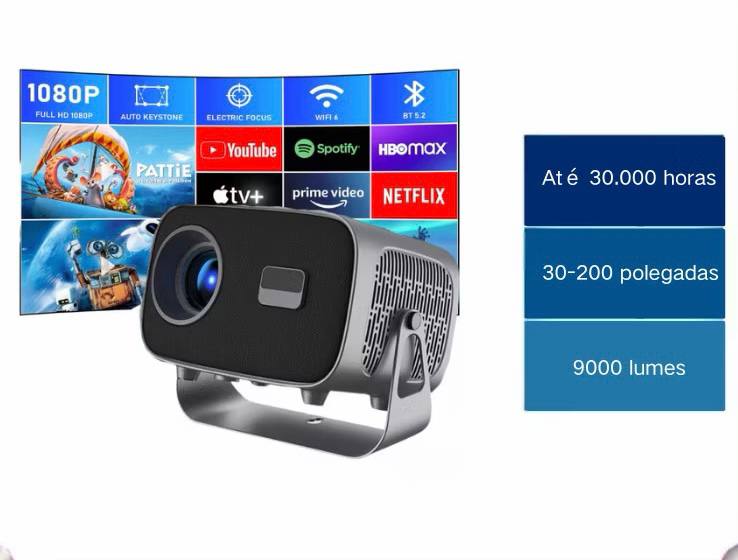 Projetor A10 Android TV 4K Dual Band WIFI 6.0 Bluetooth 5.0 Cinema Portátil Escritório Sal...