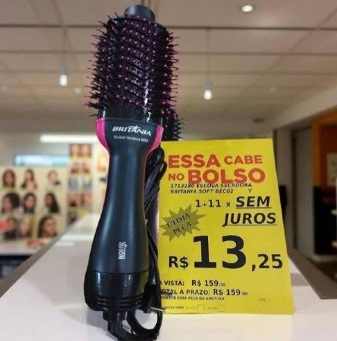 Escova Secadora Britânia 1300W Tourmaline Íon 2 Velocidades 3 Temperaturas - Bivolt
