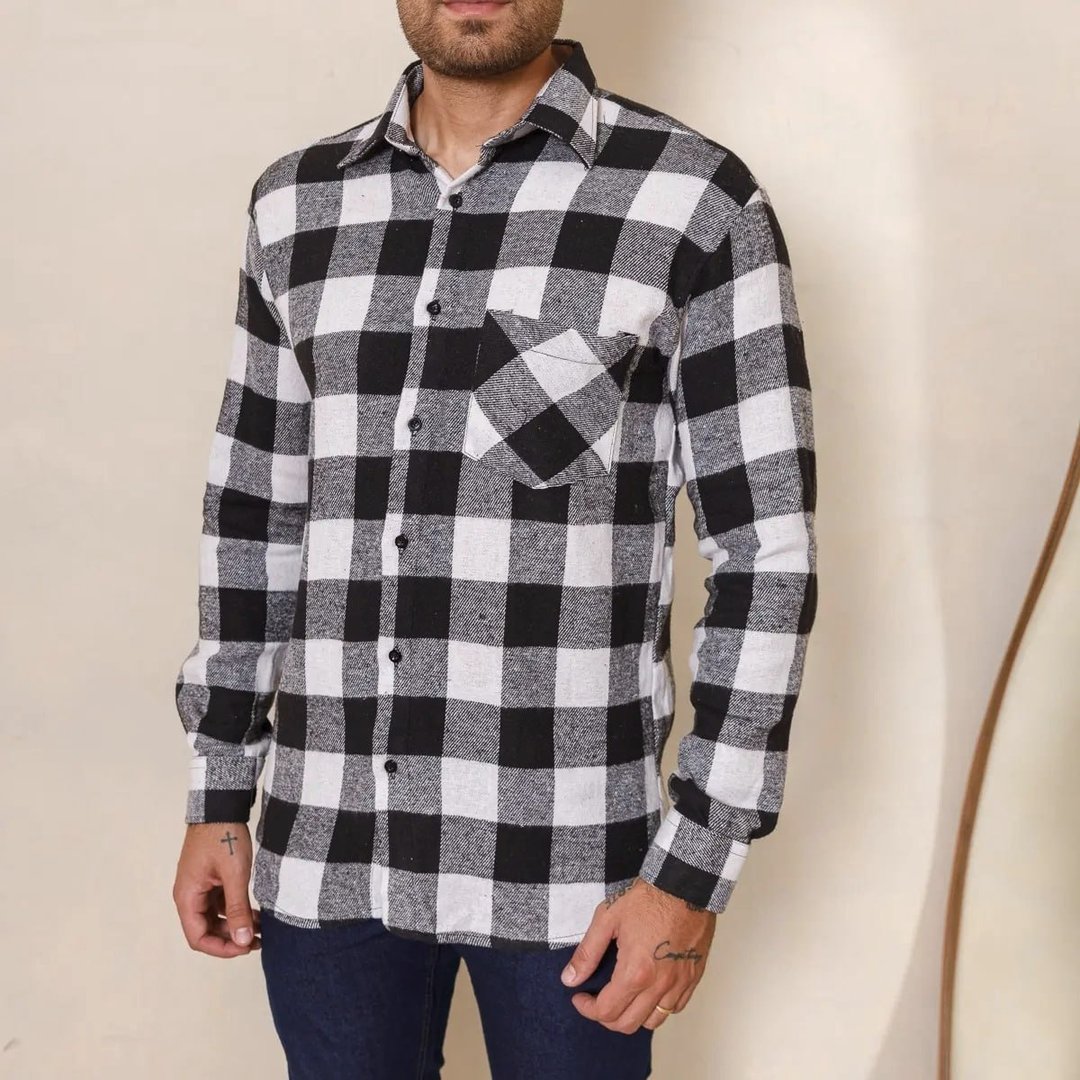 Camisa Xadrez Flanela Blusa Masculina Manga Longa Junina Ful