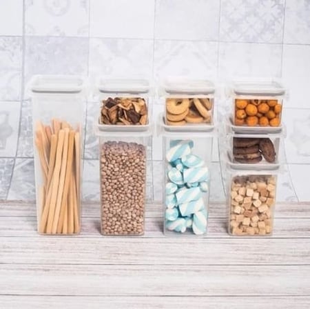 Kit 8 Potes Herméticos Com Trava Quadrado Plástico Plasútil Fendi