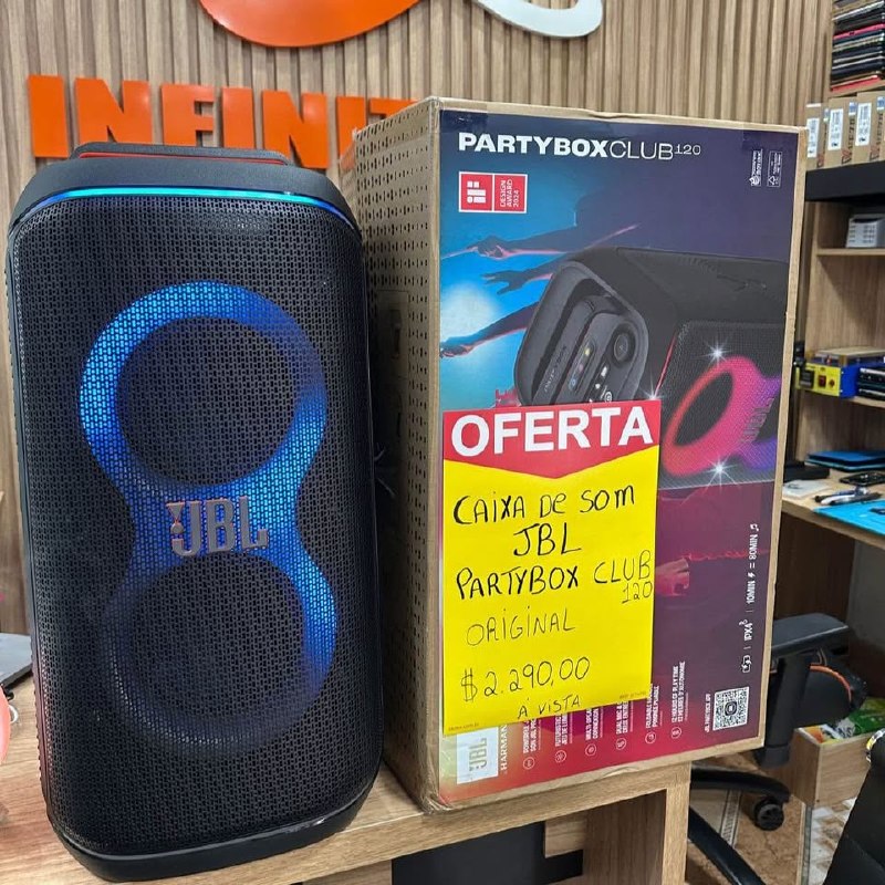 Caixa de Som JBL PartyBox Club 120 Amplificada Portátil Bluetooth 160W USB 12h - Bivolt