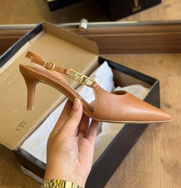 Scarpins Vizzano Feminino Marrom Liso - Num. 34 ao 39