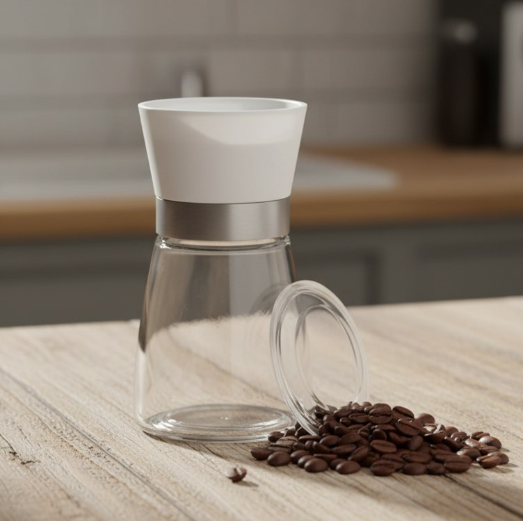 LYOR - Moedor de Tempero de Vidro com Tampa Branca 170ml