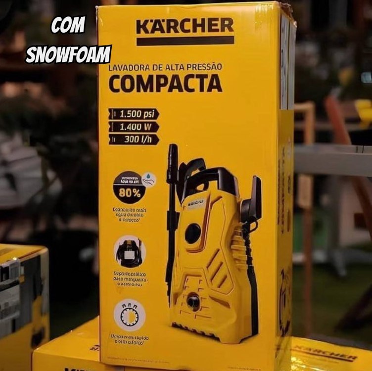 Lavadora de Alta pressão Kärcher Compacta 1500 PSI/Libras 1400W 300L/h com Aplicador de De...