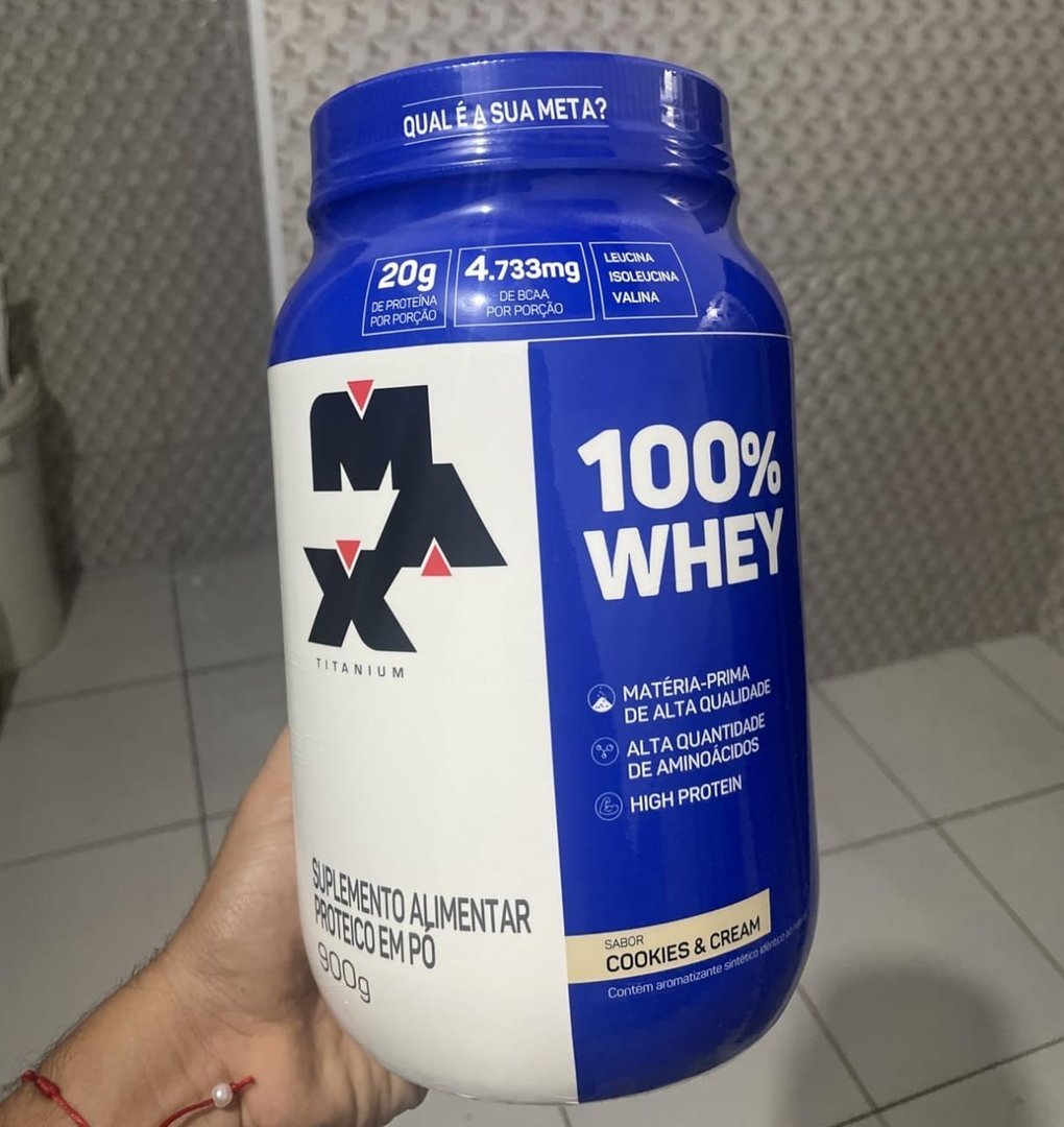 Max Titanium 100% Whey (900G) - Sabor Cookies And Cream