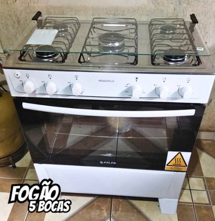 Fogão 5 Bocas Atlas Branco Mônaco Plus