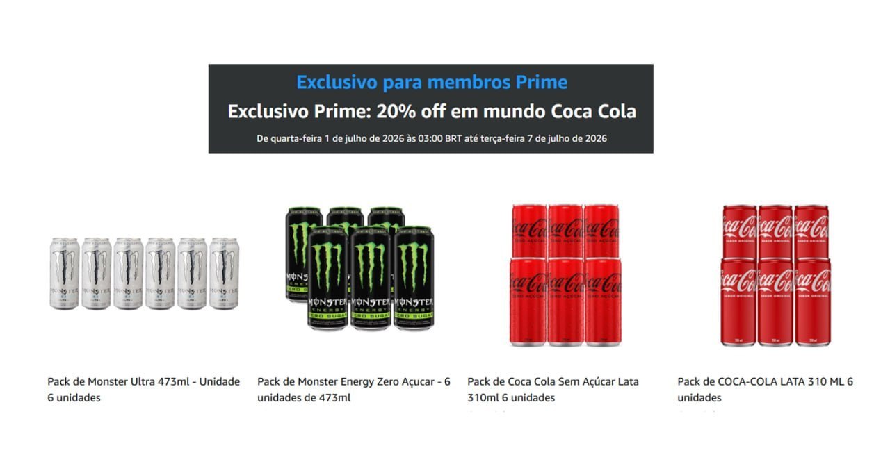 Exclusivo Prime: 20% OFF em Coca Cola!