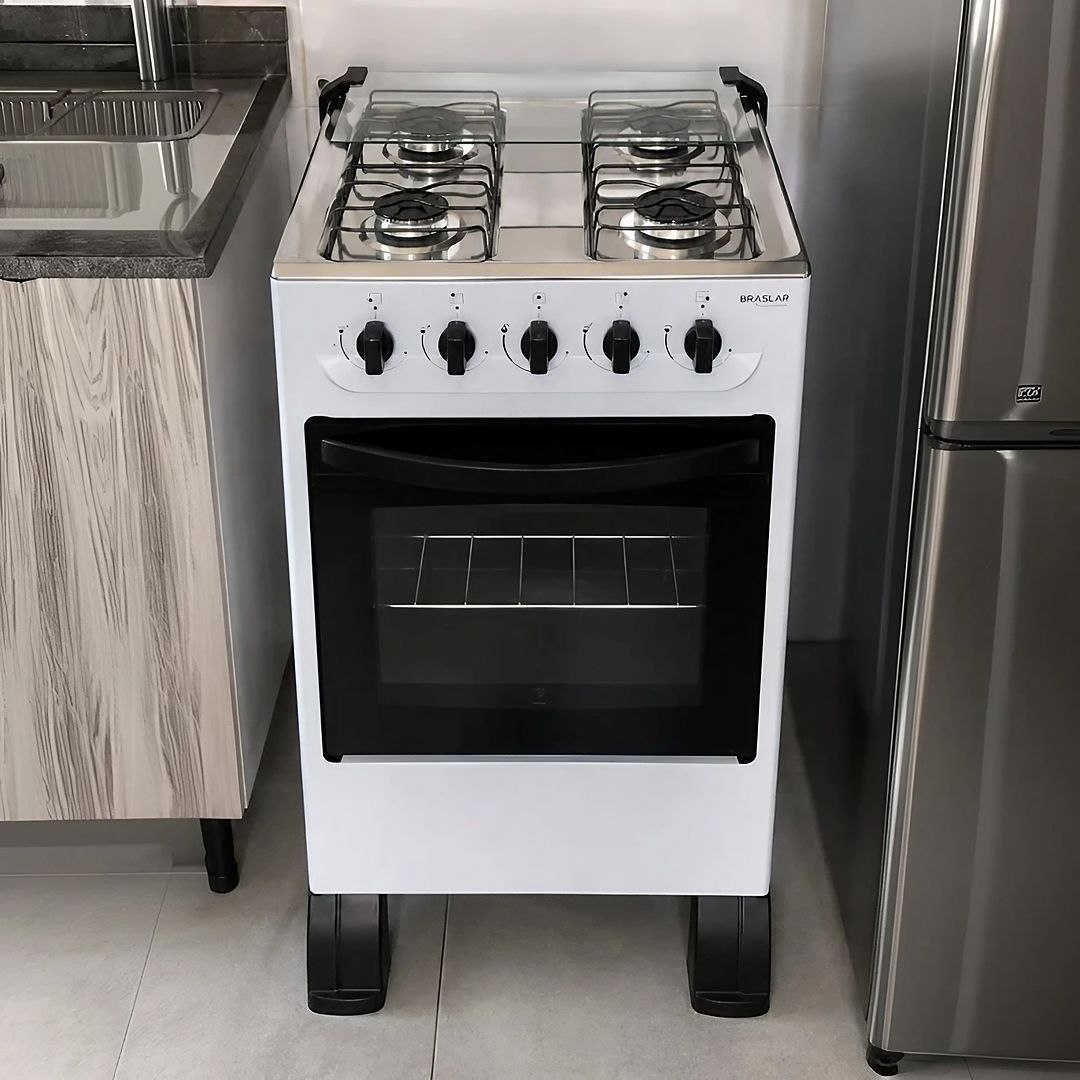 Fogão new sirius 4 bocas mesa inox Braslar cor branco