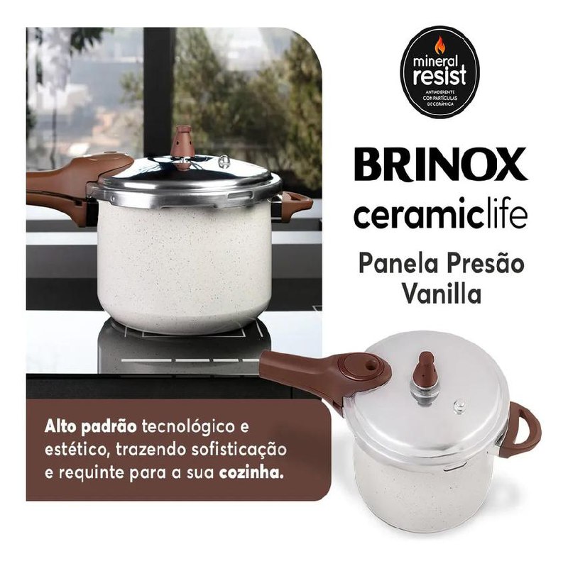 Brinox Pressure Panela De Pressão Revestimento Cerâmica Indução 4,2l Cor Vanilla