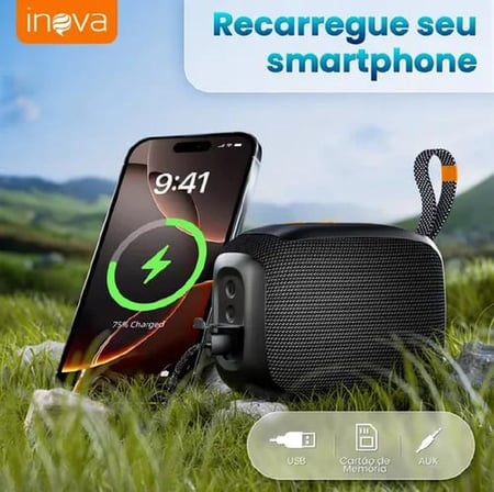 Caixa Som Bluetooth Portátil Tws Grave Potente Com Radio 15h