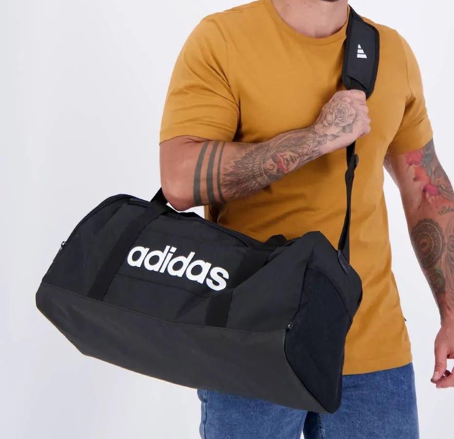 Mala Duffel Linear Média adidas Preto Liso