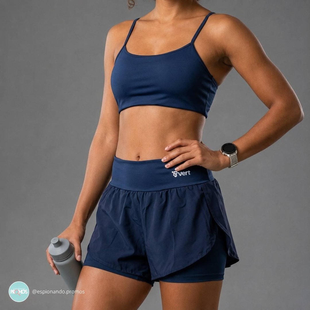 Conjunto Feminino Academia Top Short Duplo Cintura Alta