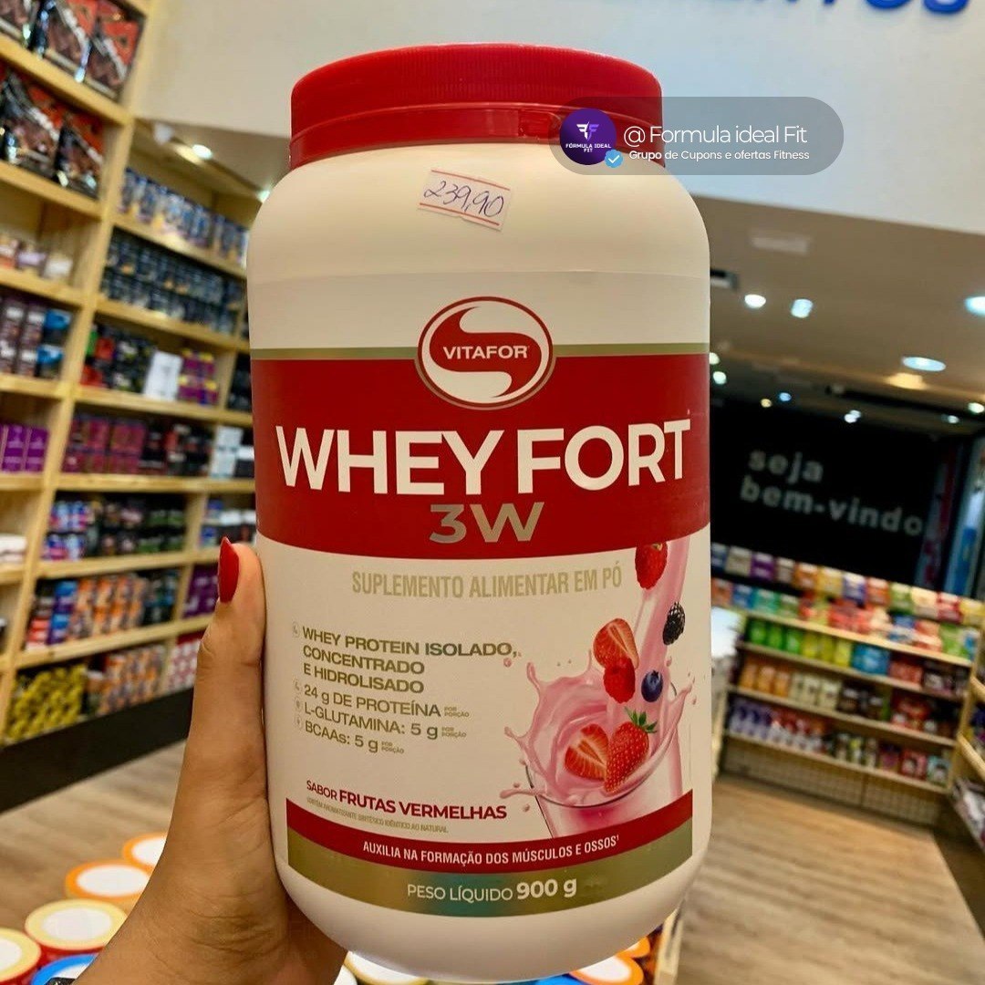 Whey protein Vitafor Fort 3W 900g sabor Chocolate