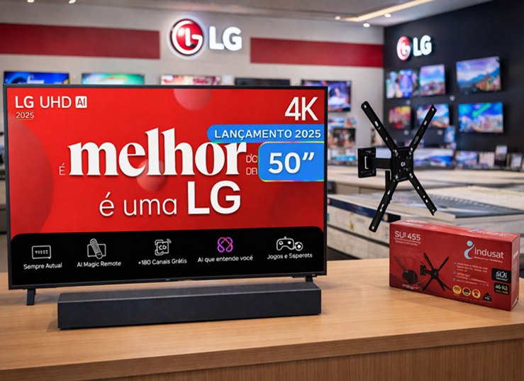 Combo Smart TV 50" LG 2025 4K UHD HDMI USB AI Processor Gen8 Alexa Comando de Voz + Suport...