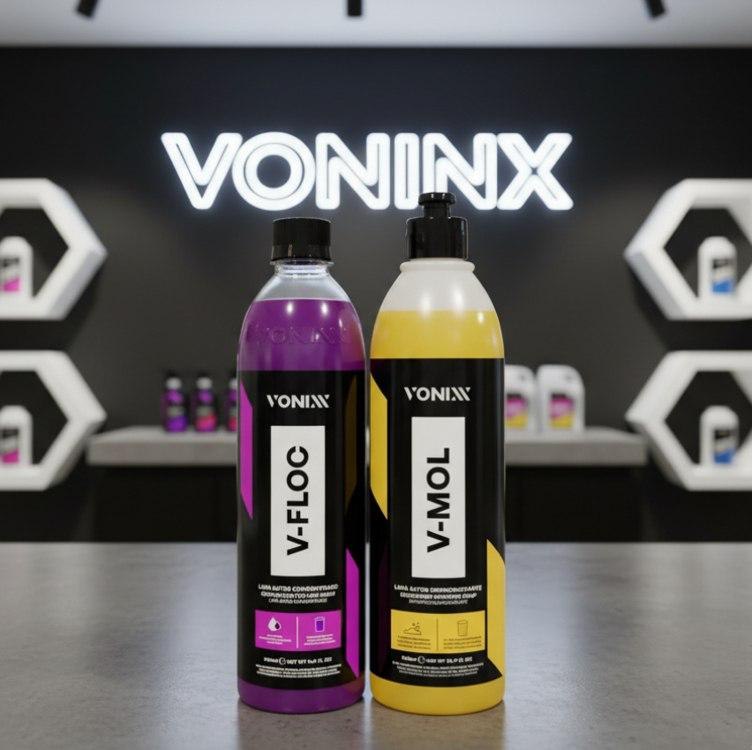Kit Shampoo Automotivo Vonixx  VFLOC e VMOL 500ml  Limpeza Pesada e Brilho Seguro