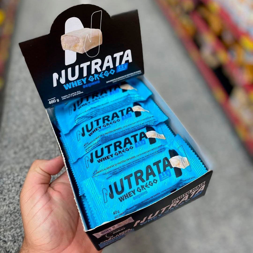 Whey Grego Bar (caixa 12 Unidades) - Nutrata Barra Proteina Sabor Beijinho De Coco