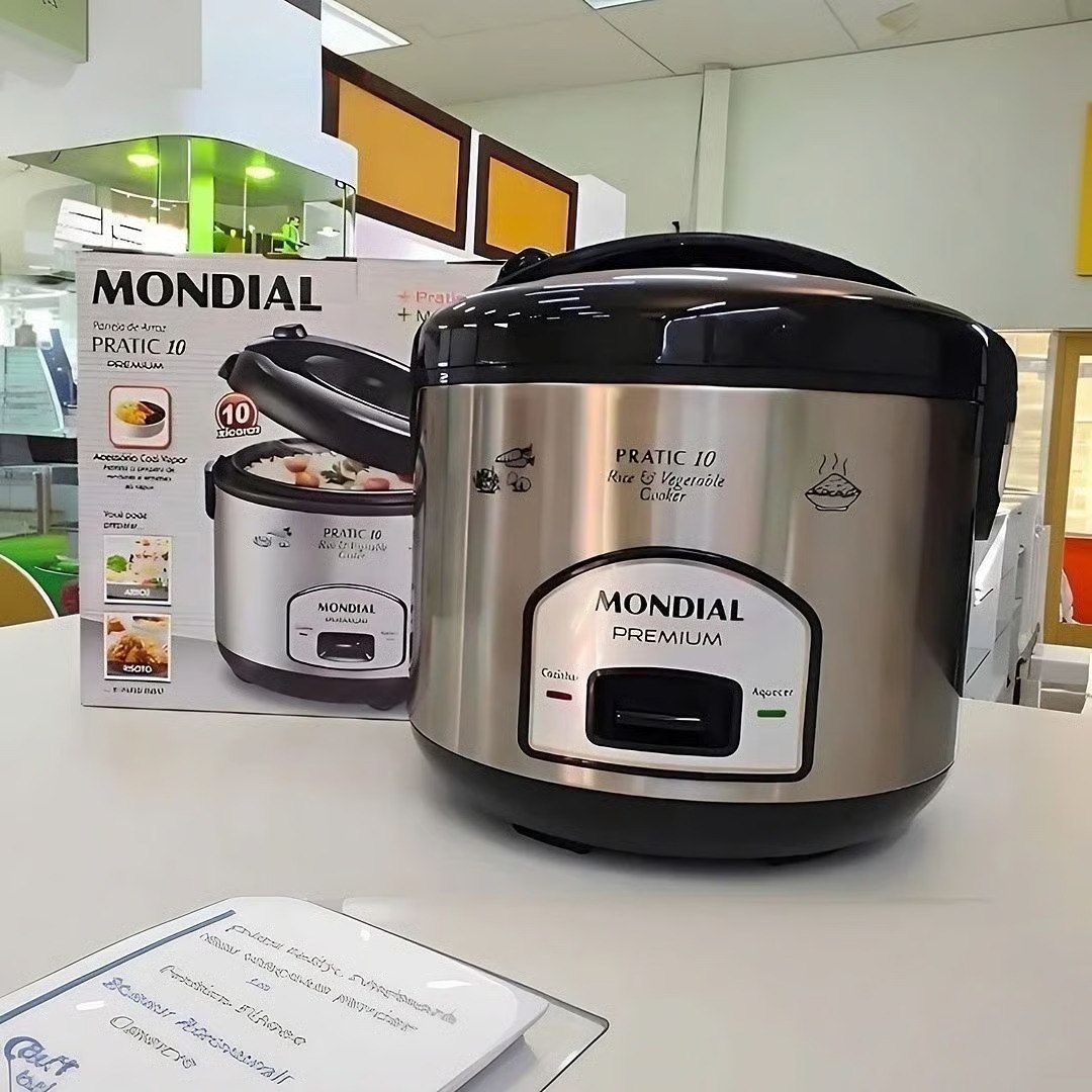 🤓MONDIAL Panela Elétrica de Arroz, Preto/Inox, 500W, 220V - PE-43-6X