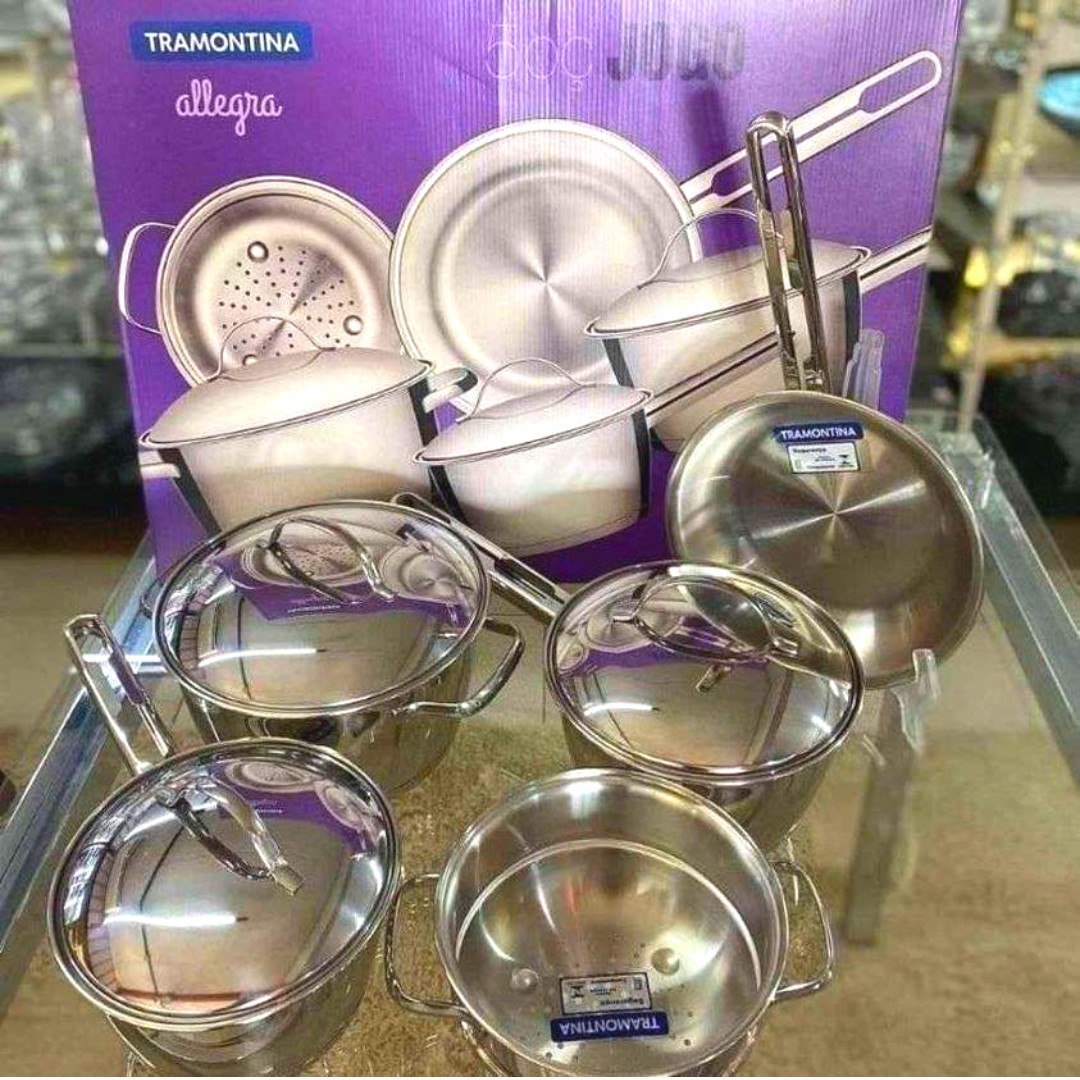 Jogo de Panelas Tramontina Allegra Inox Fundo Triplo Indução - 5 Peças