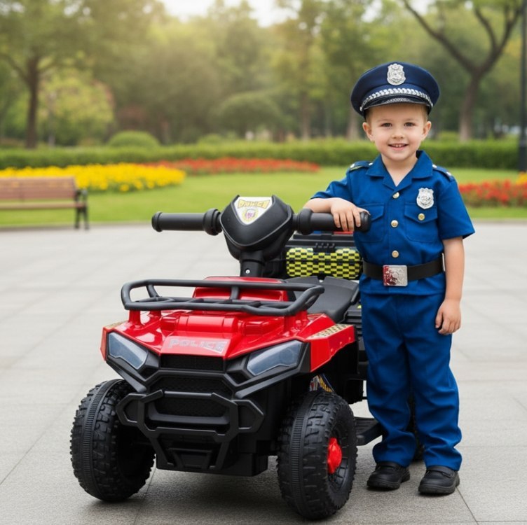 Carro Elétrico Infantil Policial 6v Frente/Ré Maxi Toys (Vermelho)