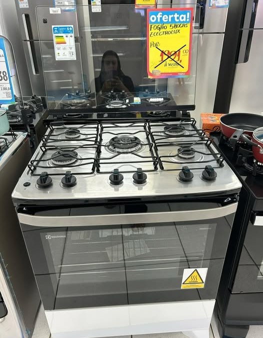 Fogão 5 Bocas Electrolux Efficient Inox Branco Acendimento Automatico - Bivolt