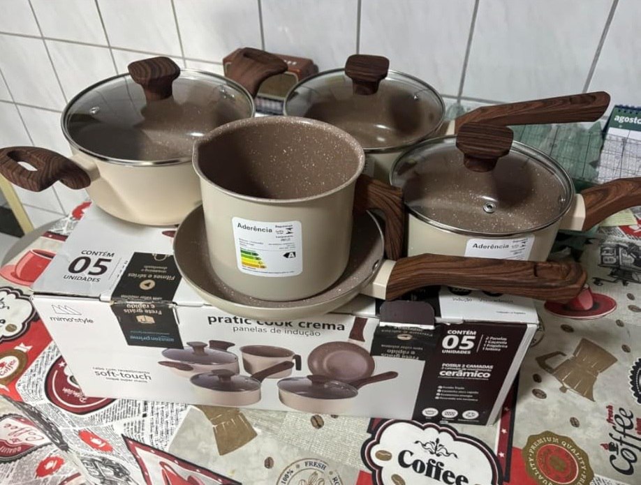 Jogo de Alumínio Mimo Style Indução Pratic Cook Crema -  5 Panelas
