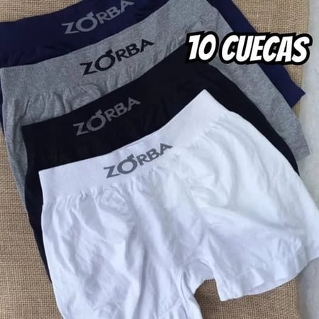 Kit 10 Cuecas Zorba Box Algodão Sem Costura - Tam. P ao GG