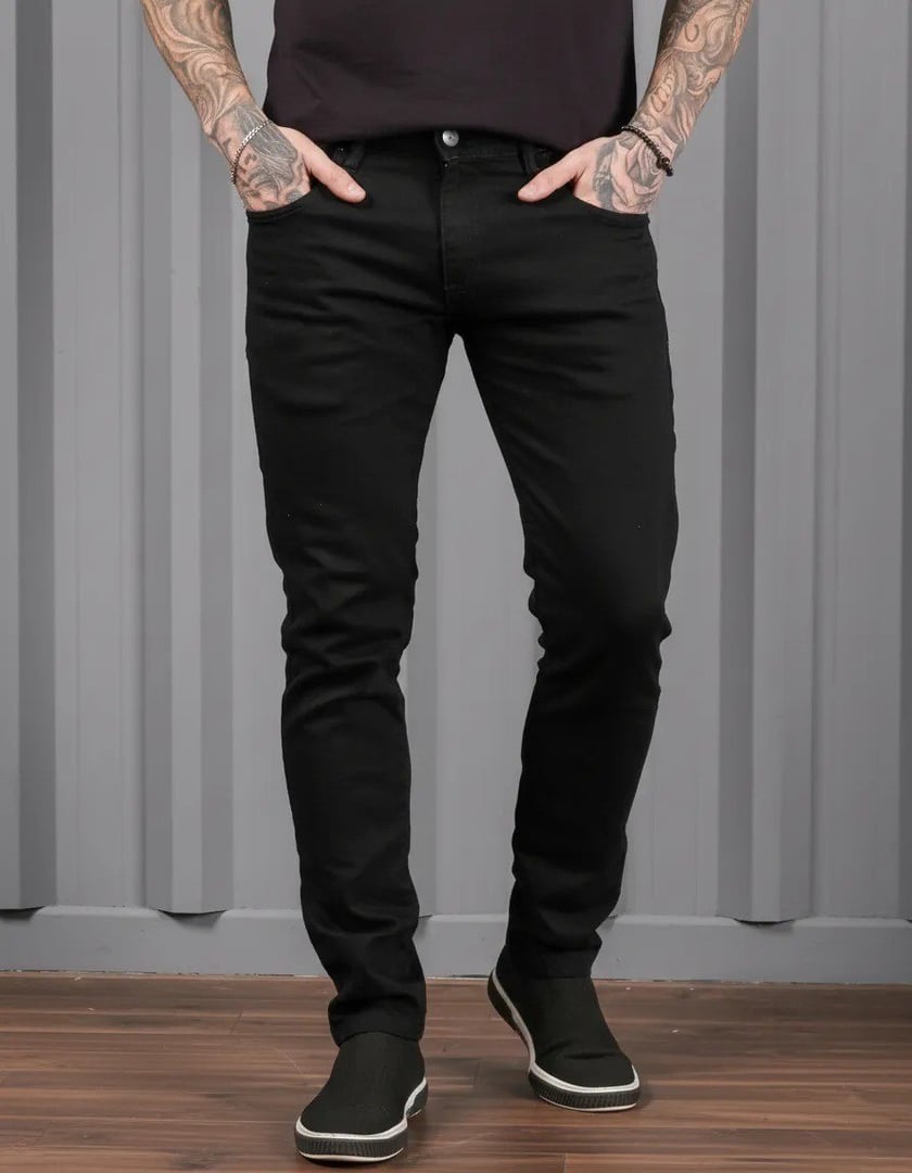 Calça Jeans Preta Super Skinny Masculina Lycra Premium