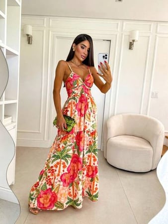 vestido longo floral margô