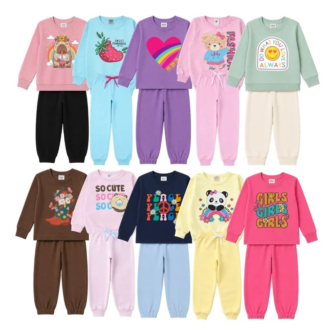 Kit 6 Peças Moletom Menina Infantil Inverno Atacado Barato