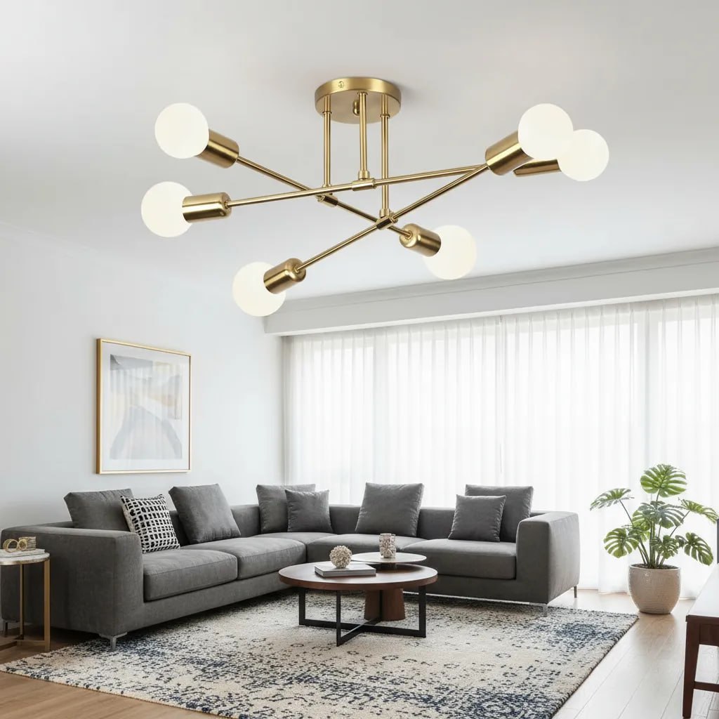 Lustre Luminária Teto Moderno Para Sala De Jantar 6 Lâmpadas