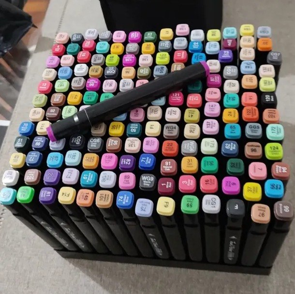 Kit Canetas Marcador Canetinha Ponta Dupla - 168 cores
