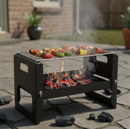 Churrasqueira Portátil Bancada Camping USA Texas Compact Grill + Grelha Removível