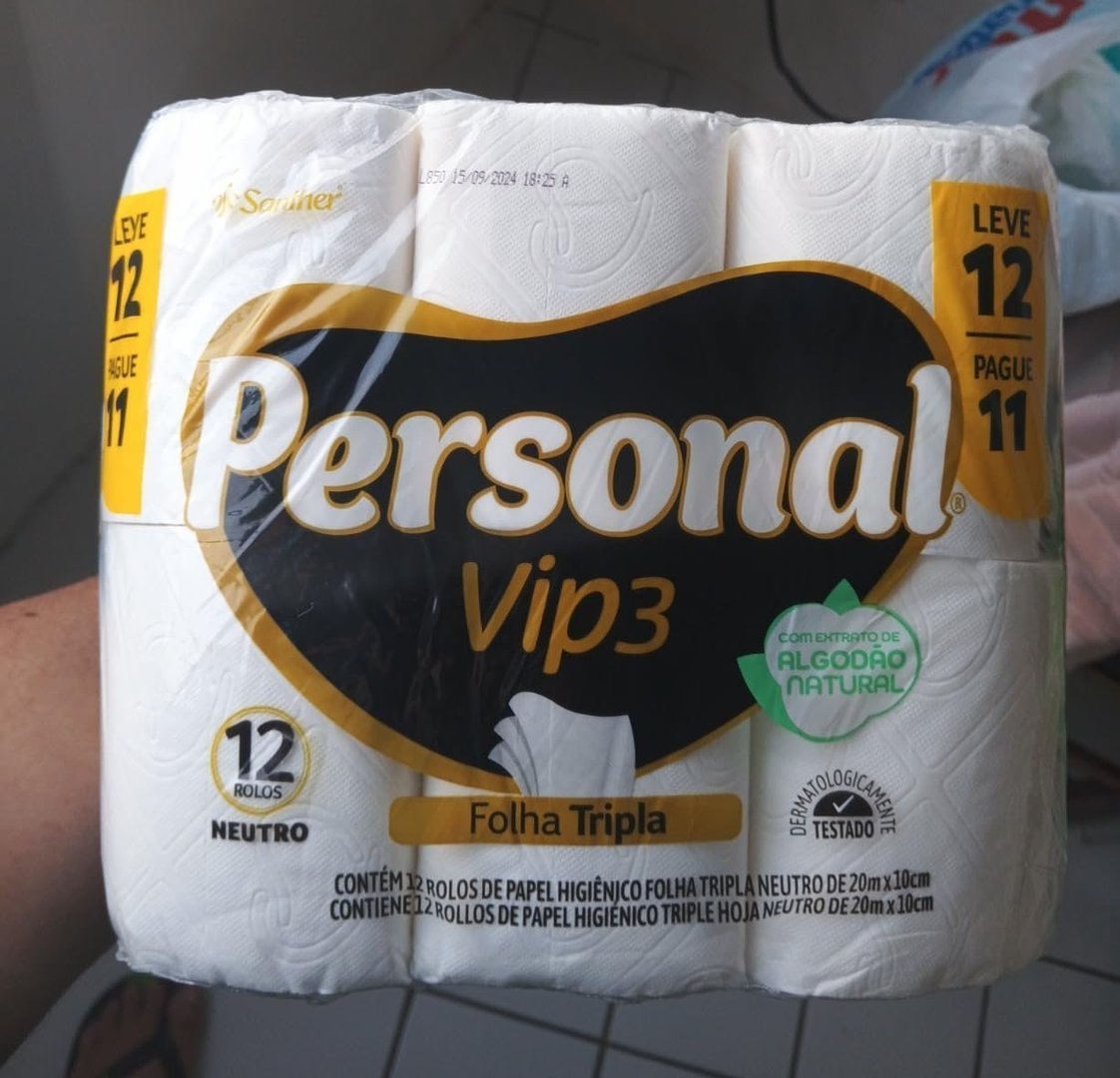 Personal Papel Higiênico Vip Folha Tripla, 16 Rolos De 20M