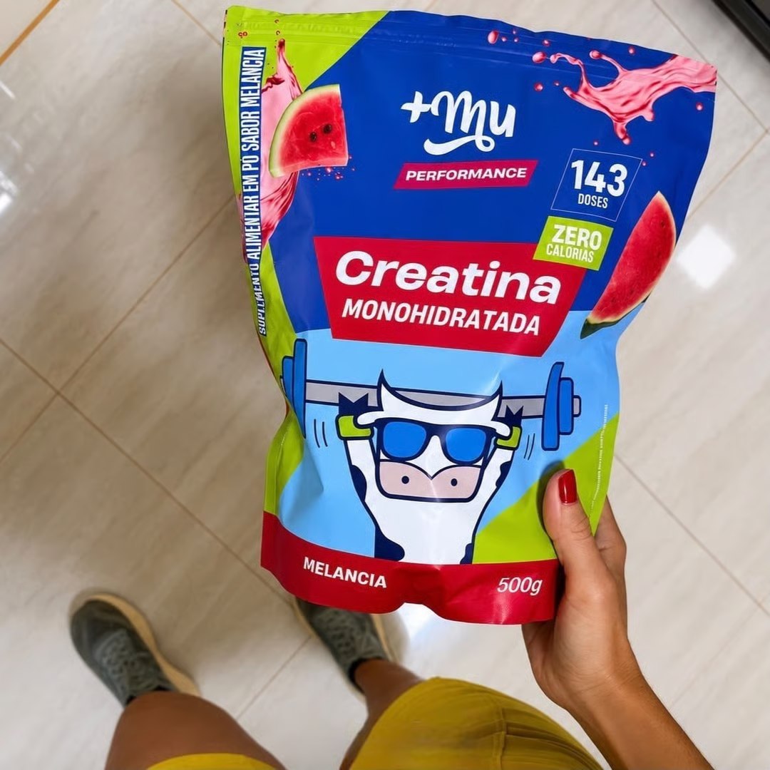 Creatina Monohidratada 100% Pura Mais Mu Sabor Melancia 500g