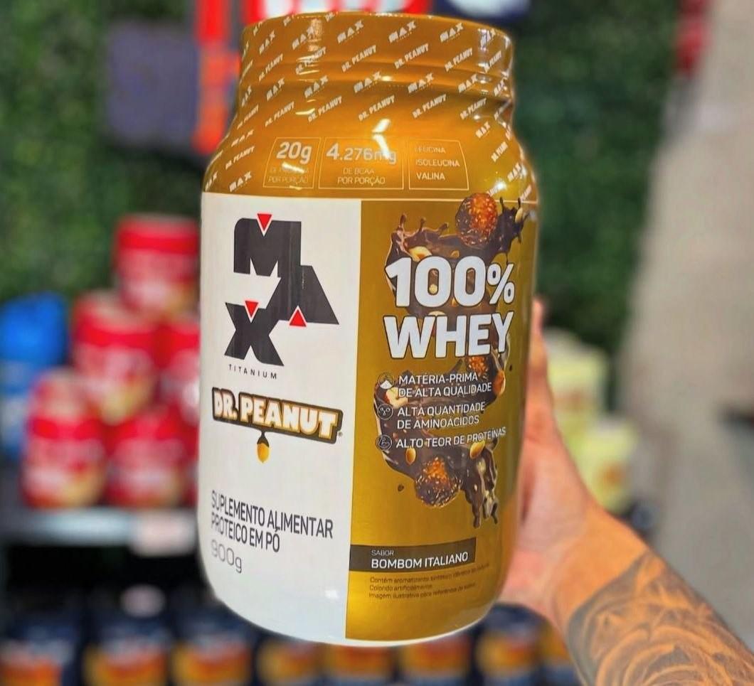 100% Whey Max Titanium x Dr. Peanut (900g), Sabor Bombom Italiano