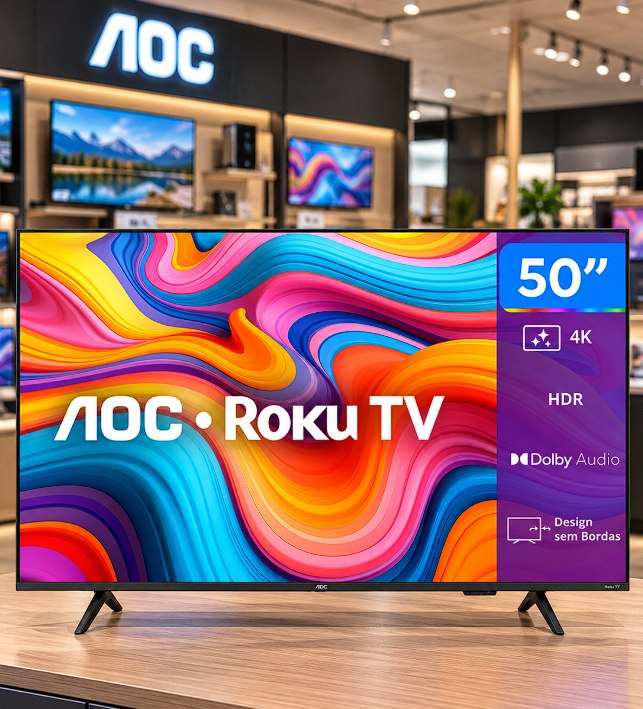 Smart TV 50" AOC 4K UHD DLED 50U7066/78G Roku TV 2026