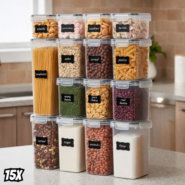 Decolab Kit Potes Herméticos Plástico com Vedação BPA Free - Organizador de Geladeira, Por...