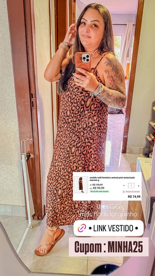 vestido midi feminino animal print texturizado marrom