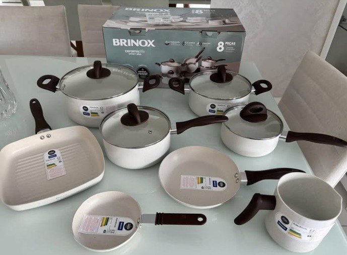 Conj De Panelas 8 Peças Ceramic Life Smart Plus Vanilla - Brinox Baunilha
