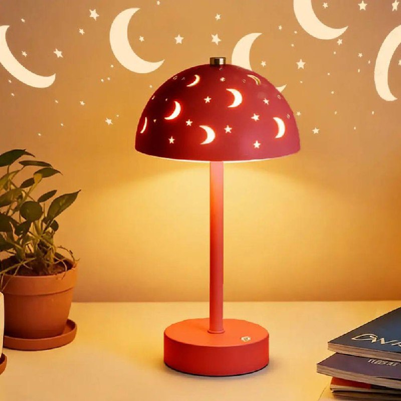 Luminaria Led 3 Cores Sem Fio | Abajur De Mesa Recarregável Cúpula Vermelho Estrutura Vermelho 6v