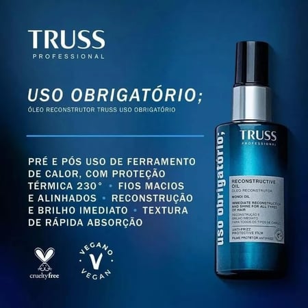 Truss Óleo Reconstrutor Uso Obrigatório | Tratamento Capilar para Brilho, Reconstrução e P...