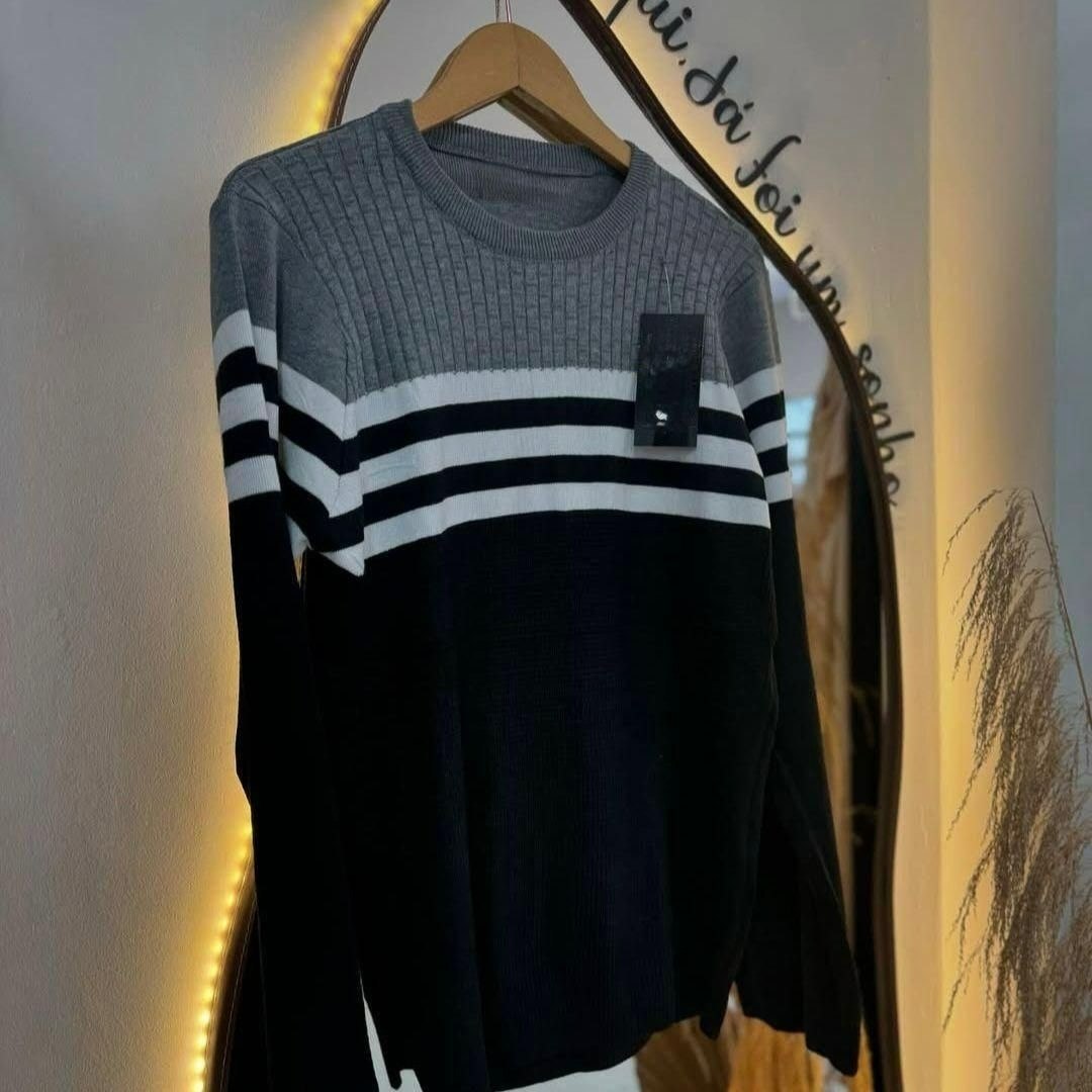 Blusa De Tricot Masculino Listrado