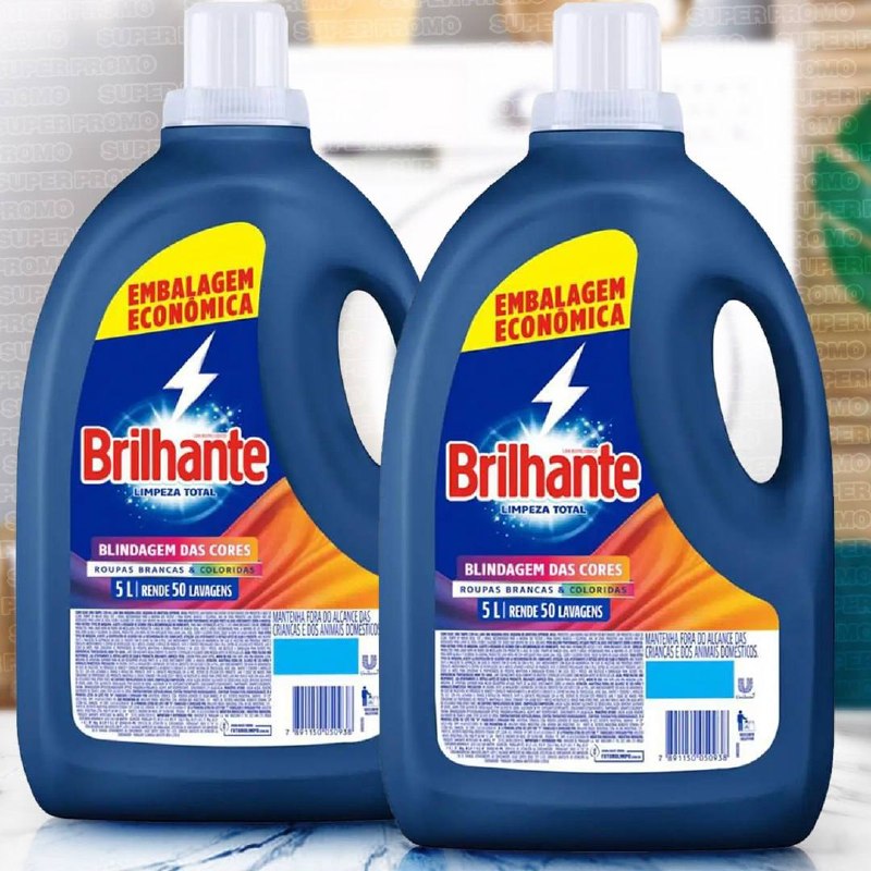 Kit Sabão Líquido Brilhante Limpeza Total - 5L 2 Unidades