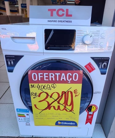 Lava e Seca TCL 11kg C311WDW Inverter - Água Quente e Fria Branca