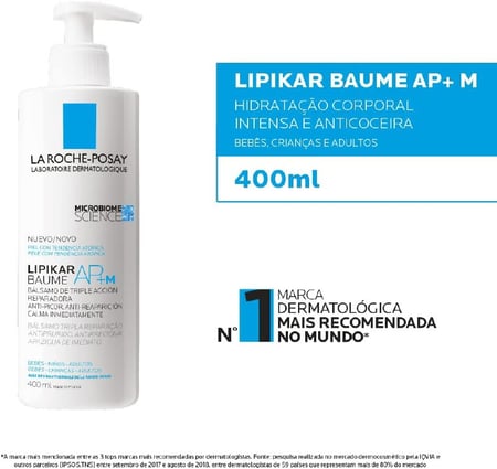 La Roche-Posay, Lipikar Baume AP+M 400ml, Hidratante Intensivo