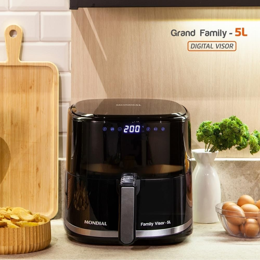 MONDIAL Fritadeira Sem Óleo Air Fryer Digital 5L, Preto, 2000W, 110V - AF-50-DV