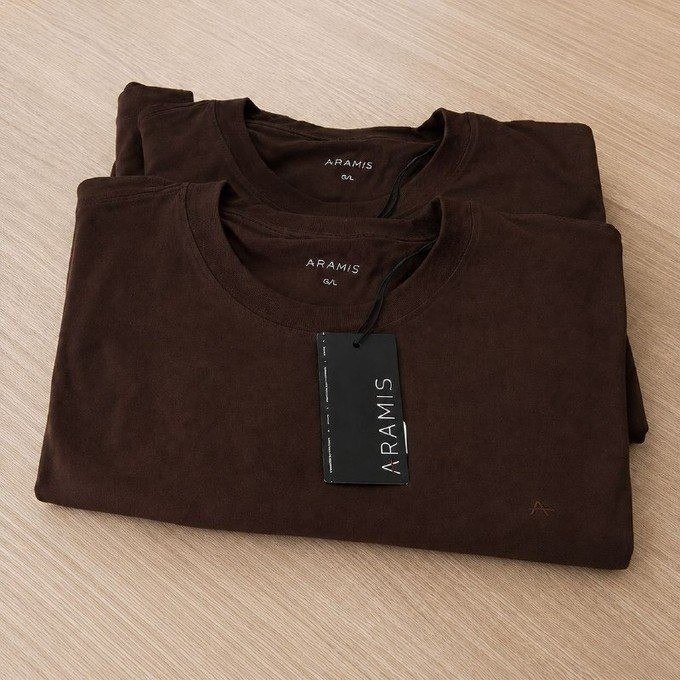 Camiseta Aramis Masculina Basic Lisa Mono Icon Marrom Escuro
