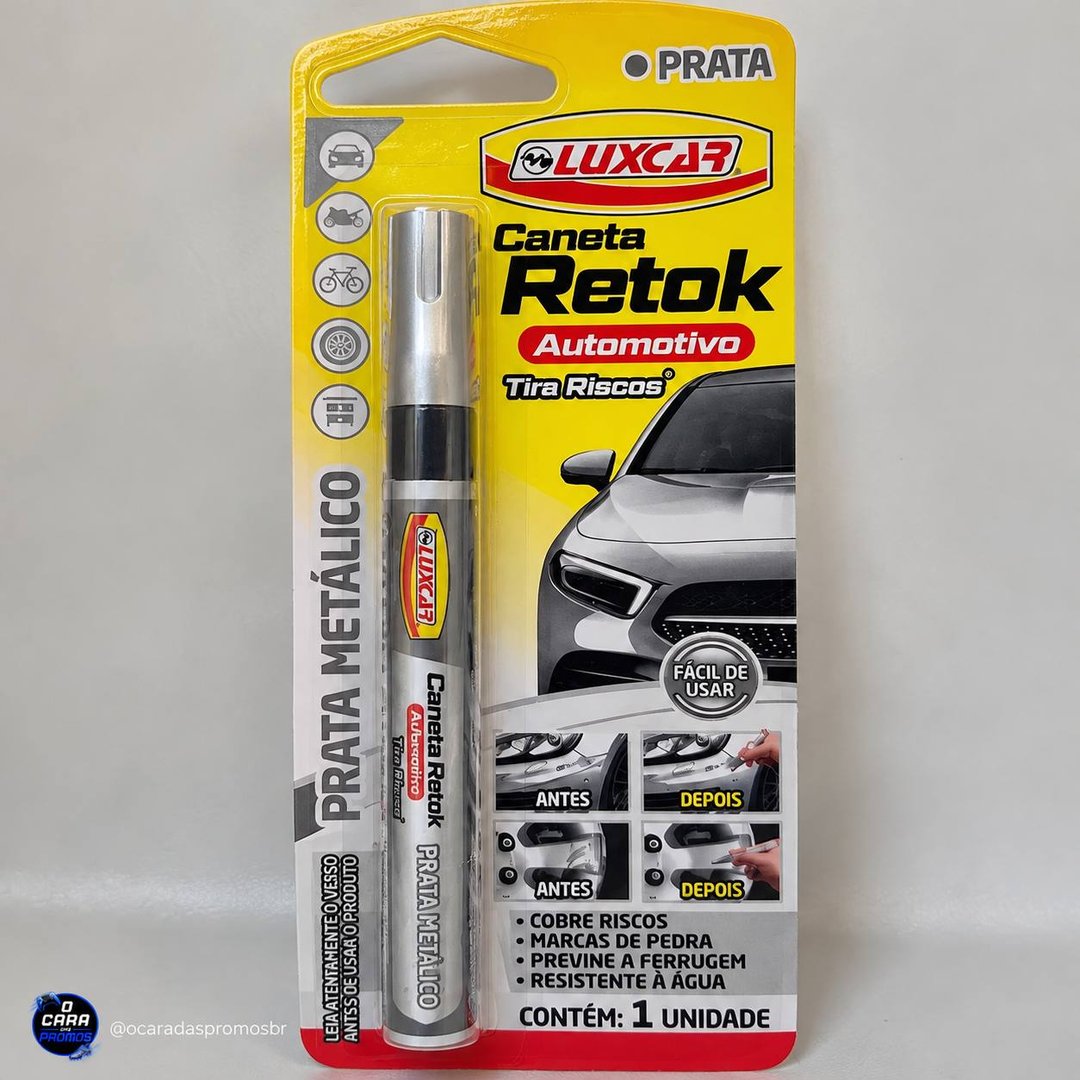 Caneta Retok Tira Riscos Automotivos Diversas Cores Luxcar Cor Prateado