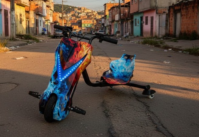 Patinete Elétrico 3 Rodas Triciclo Infantil Drift 350w 65kg Cor Fogo E Água